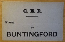 Great Eastern Railway Luggage Label - Buntingford (Hertfordshire) - Closed 1964