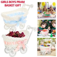 Girls Boys Pram Basket Gift Large Wicker Style Hamper Shower Christmas Party UK