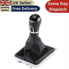 for VW PASSAT B7 2011-2014 Chrome/Black 6 Speed Gear Shift Knob + Gaiter Frame