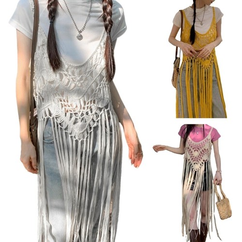 Women crochet long tassels - long,