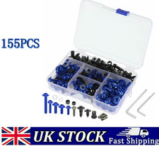 155PCS BLUE Complete Motorcycle Fairing Bolts Kit Panel Speed Clip Fastener Scr