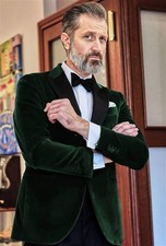 Velvet Men's Suits Peak Lapel