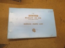 Austin Healey 100 Six 100/6 BMC Service parts list