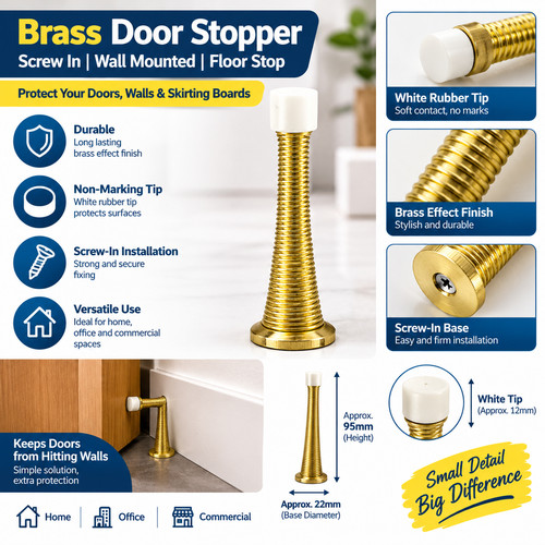 Brass door stopper screw - brass, in