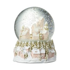 Heaven Sends Pink and Gold Winter Scene Musical Christmas Snow Globe Gift Idea