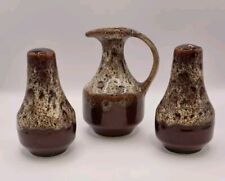Fosters Studio Pottery Salt And Pepper Shakers And Vinegar Bottle Set Vintage..