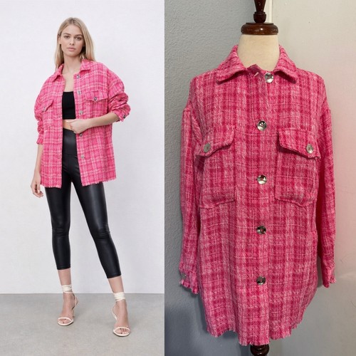 Zara pink tweed oversized - tweed,