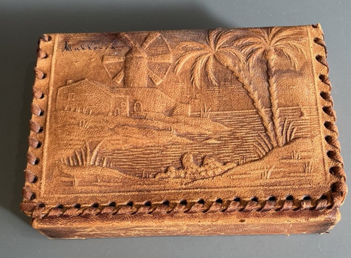 Vintage tooled leather trinket - vintage,