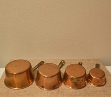 VTG Daewoo Set Of 4 Copper Measuring Cups w/ Brass Handles Korea 2, 4, 6, 8 oz