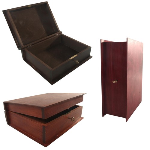 Hand stained deep wooden book - hand-stained,