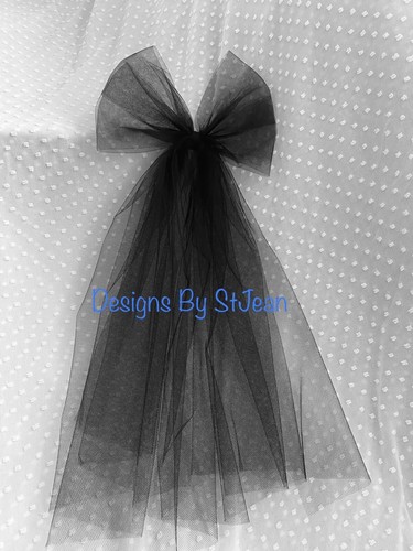Black tulle bow - tulle,