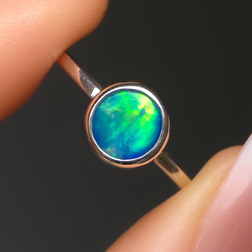 Vibrant australian opal ring - vibrant,