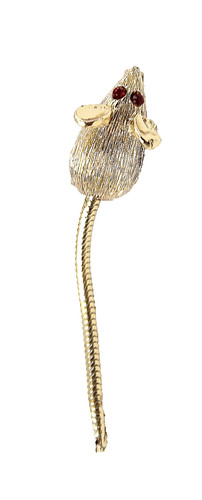 Vintage mouse brooch pin - brooch, gold