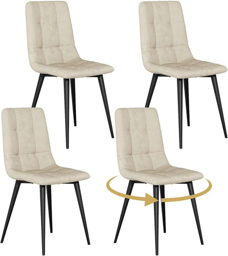 Set swivel velvet dining - set, 4