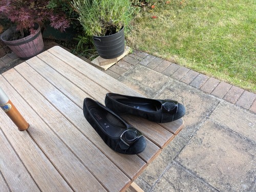 Gabor black suede leather flat - black,