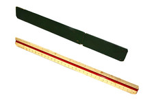 Vintage triangular scale ruler Architect Draughtsman 6 scales in one rule Case