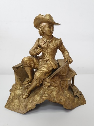 Large heavy antique spelter - large,