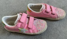 Next girls sparkly velcr strap trainers shoes infant uk size 13 pink footwear