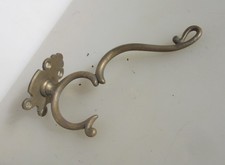 Victorian Brass Coat Hook Hanger Old Antique Vintage Art Nouveau 5.25"D