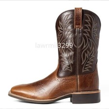Men's Classic Durable Round Toe Embroidered Western- Cowboy Boots