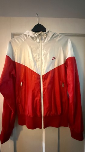 Nike red and white windrunner