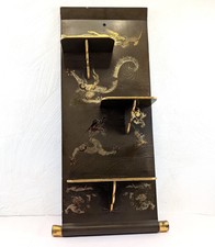 Antique Circa 1900 Chinese Export Chinoiserie Dragon Folding Shelf 30 1/2in High
