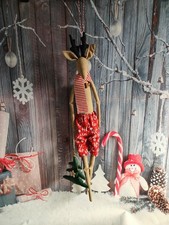 Tilda Style Reindeer Handmade Christmas Decoration Rag Doll Gift Home Decor New