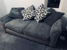 Grey Jumbo Cord Three Sweater Sofa And Huge Cream Swivel Chair From DFS