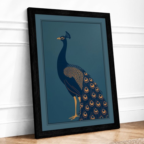 Poised peacock modern framed - poised,