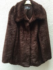 BHS Coat Brown Faux Fur Ripple