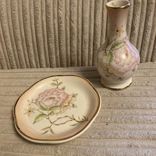 Palissy  Royal Worcester Porcelain Plate & Bid Vase VGC Collectible Quality
