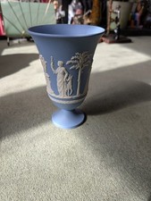 Jasperware Vase Wedgewood Light Blue 8 Inches England 1970’s