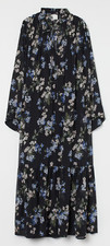 H&M Black Maxi Dress with Blue Floral Long Swing Dress. Small. BNWT