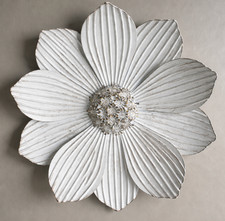 Distressed white metal flower - distressed,