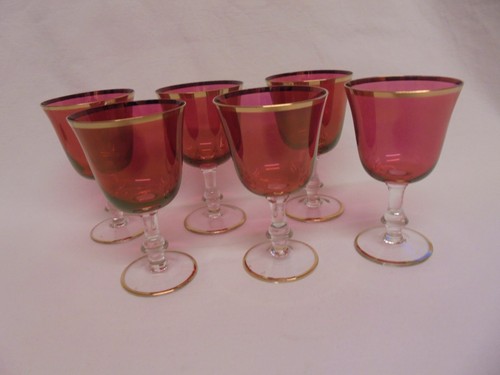Vintage set six cranberry - of,