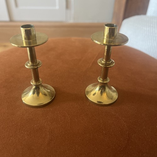 Pair vintage solid brass