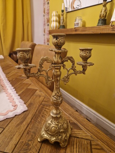 Antique solid brass candelabra - antique,