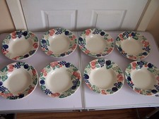 Set of 8 Royal Winton Bordeaux Wide Rimmed Pasta / Soup Bowls Spongeware