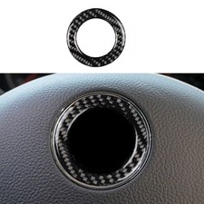 Real Carbon Fiber Steering Wheel Logo Badge Emblem Trim Ring For VW Golf Jetta