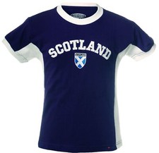 Kids Round Neck T Shirt Scotland Wording No 9 Navy Size 5 6 years