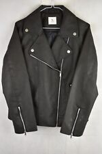 TU Grey Faux Leather Biker Jacket size Uk 8 Womens Full Zip Casual Outdoors