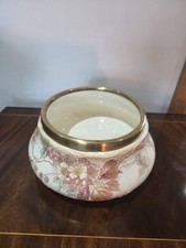 Antique Royal Bonn Germany Cherry Blossom Compote Bowl Brass Rim c.1895