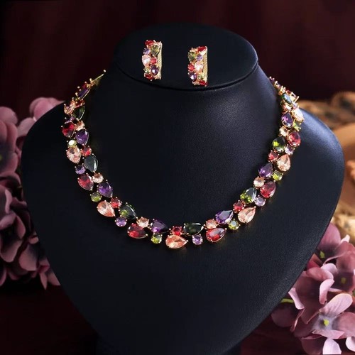 Multicolor crystal necklace - crystal,