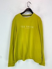 Ted Baker Chartreuse Green Sweatshirt Casual Logo Crew Neck Ribbed Hem XL