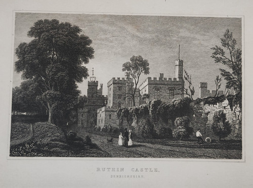 1830 antique print ruthin - antique,