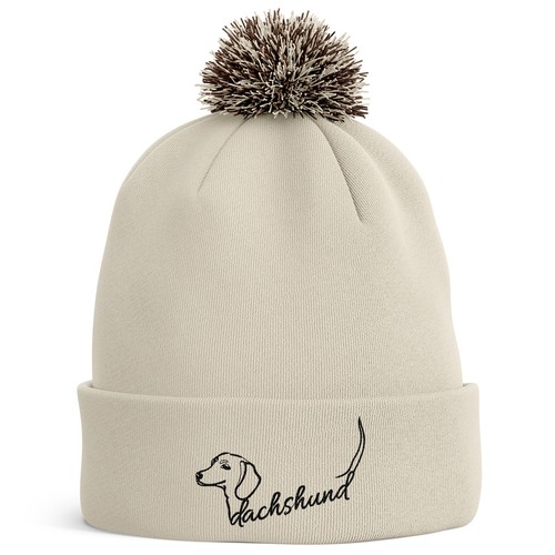 Dachshund bobble hat - dachshund, outline