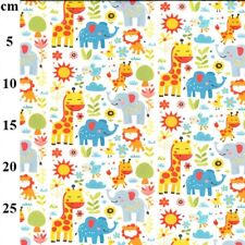Crafts Fabrics Safari Adventure Nursery Baby 110cm Wide Printed Cotton Fabric