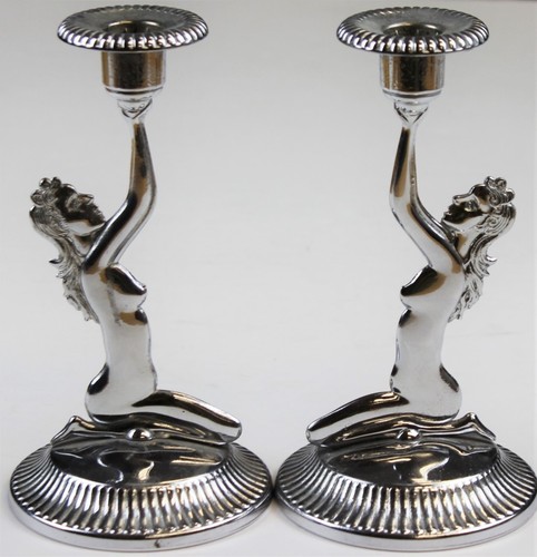 Pair chrome naked lady - pair, x