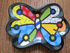 ROMERO BRITTO BUTTERFLY CERAMIC PLATE, SPOON REST. NEO-POP  ART. 2008
