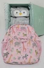 Personalised "Martha" Embroidered Girl Grey Dressing Gown Robe & Backpack 1-2yrs